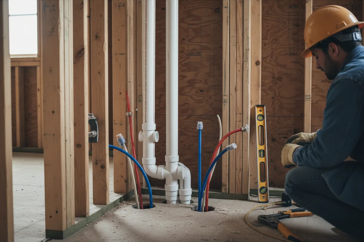 Drain and supply rough-in during Leak Detection in Forestdale
