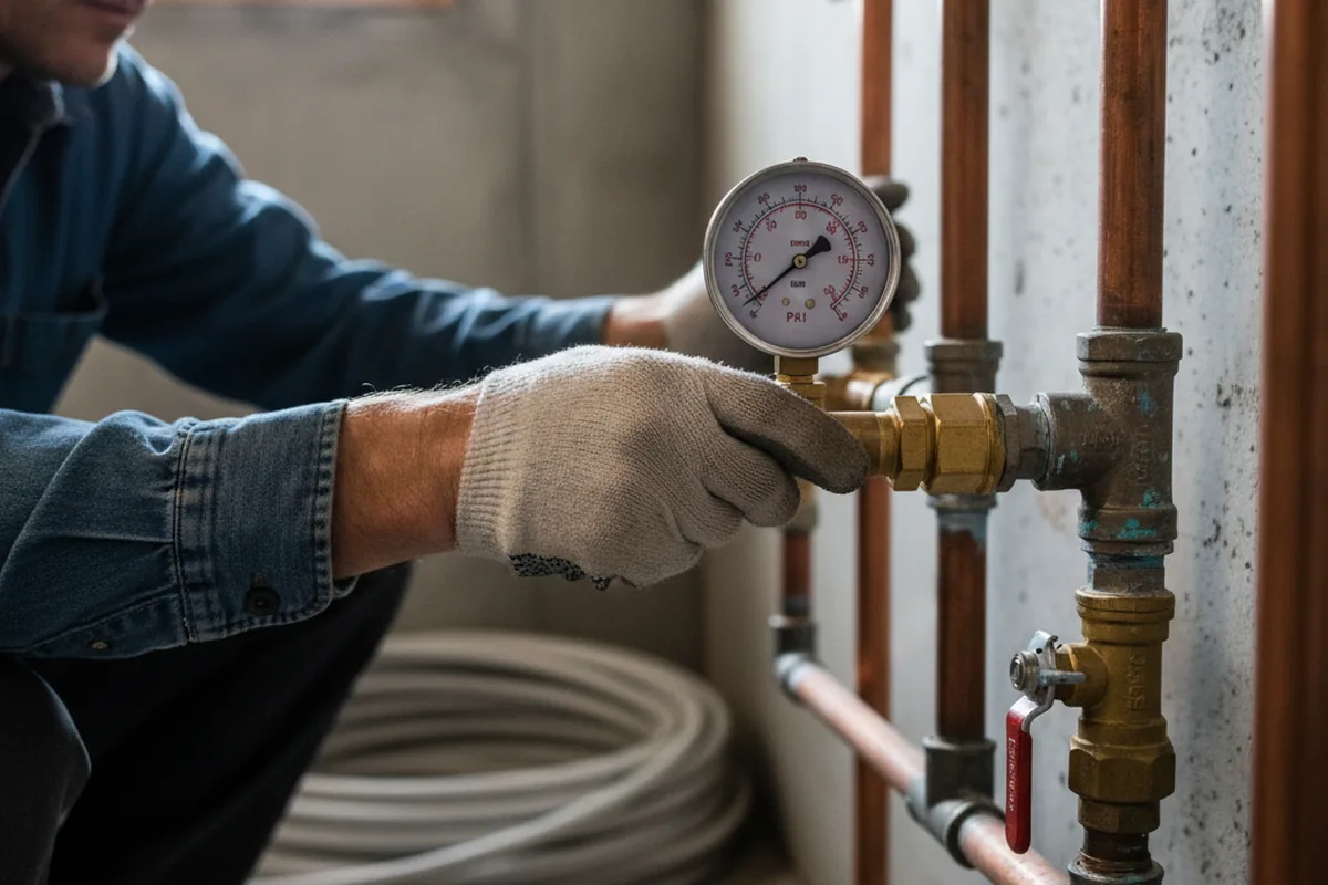 Pressure testing a repaired line during Water Line Repair in Forestdale
